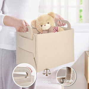 GOHOME 3 Packs Beige Felt Foldable Storage Cubes for Home Organizing