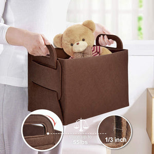 GOHOME 3 Packs Brown Felt Foldable Storage Cubes for Home Organizing