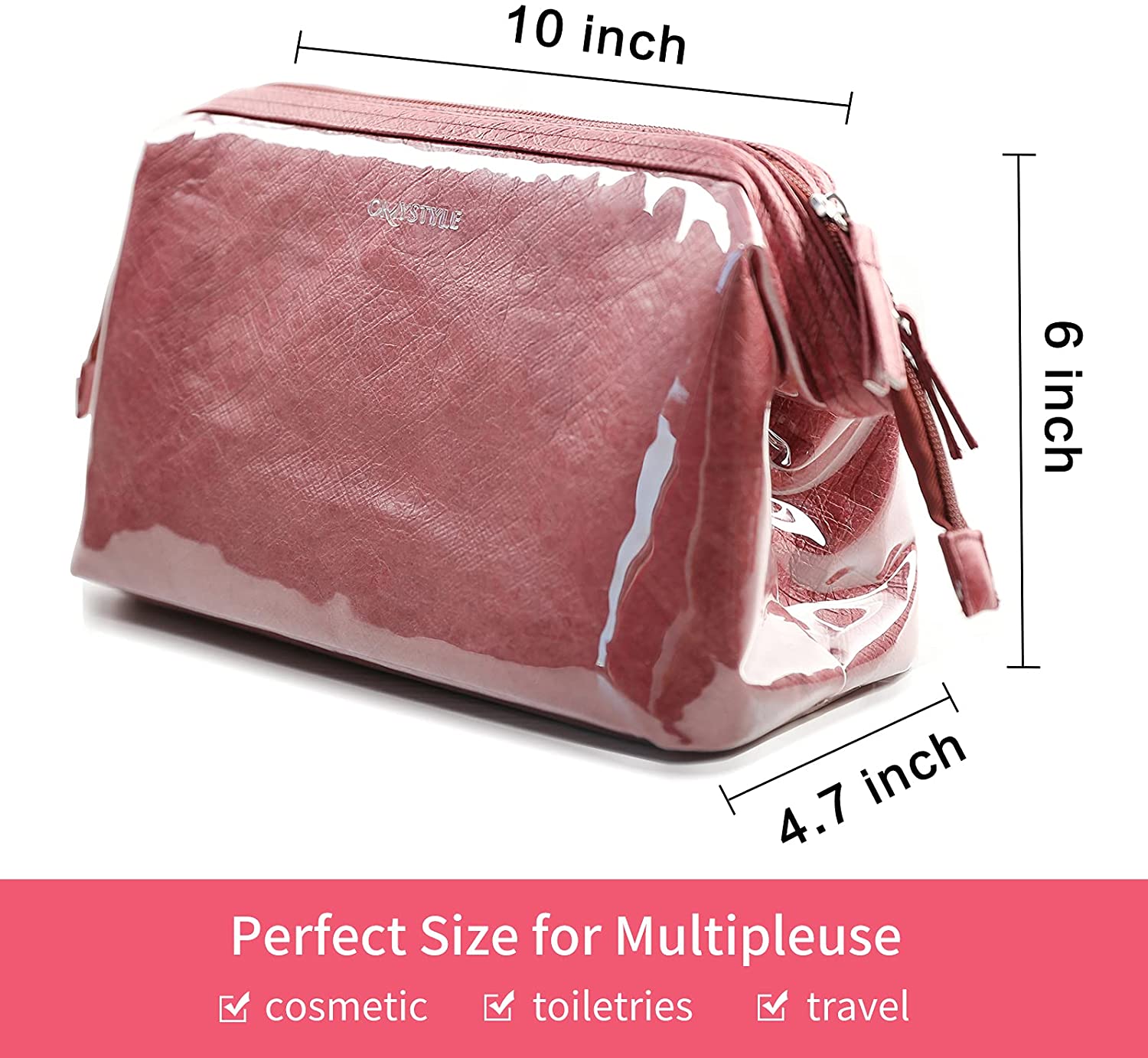 OMYSTYLE Burgundy Women Cosmetic Bag for Travel