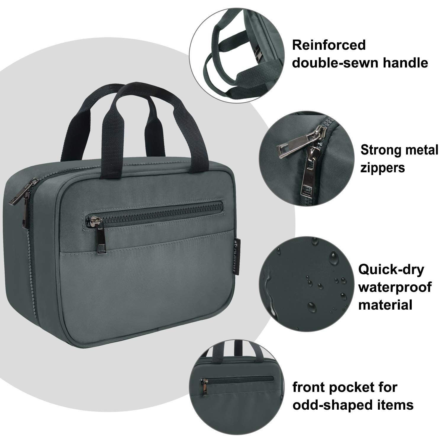 OMYSTYLE  Men's Gray Travel Toiletry Bag