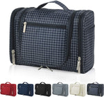 OMYSTYLE  Women Navy Plaid Waterproof Makeup Cosmetic Travel Bag