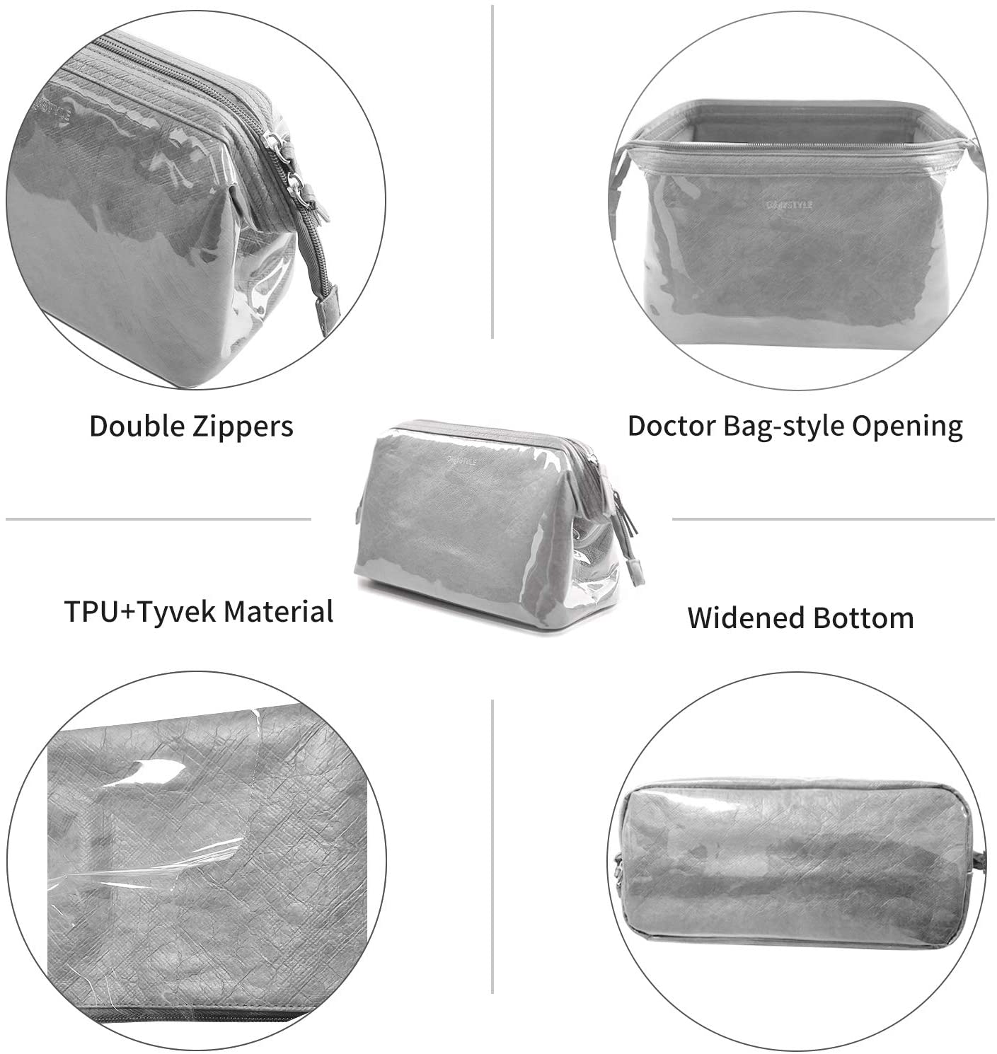 OMYSTYLE  Silver Women Cosmetic Bag for Travel